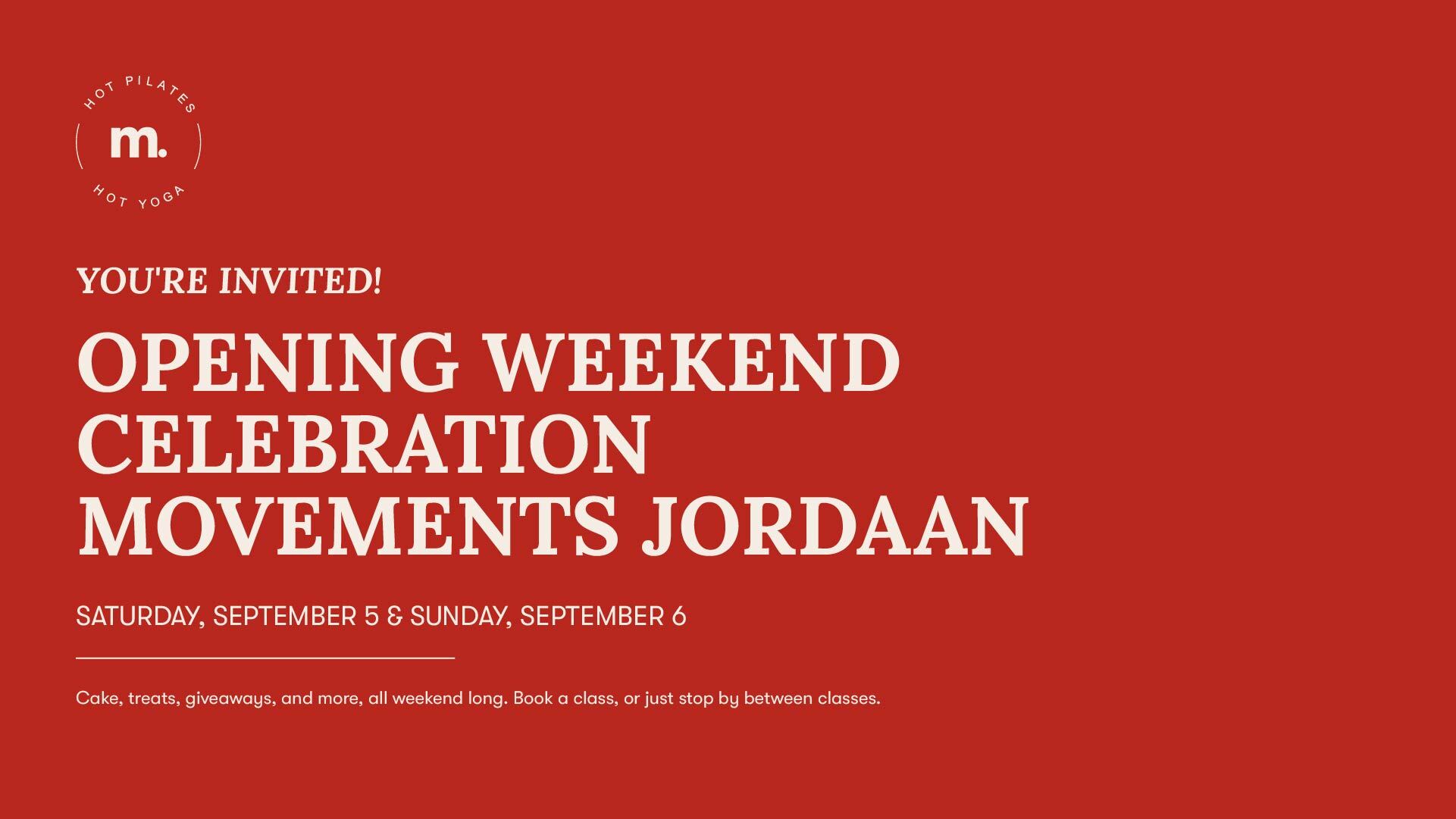 Opening weekend celebration at Movements Jordaan, Saturday 5 and Sunday 6 September